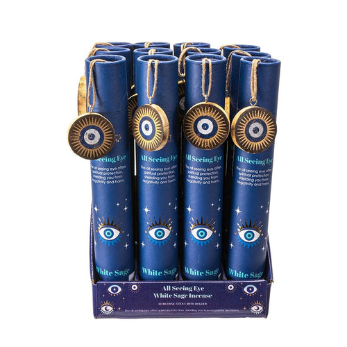 All-Seeing Eye White Sage Incense Sticks with Wooden Ash Catcher