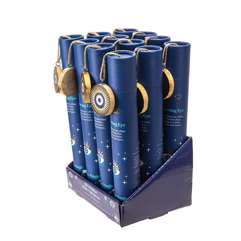 All-Seeing Eye White Sage Incense Sticks with Wooden Ash Catcher