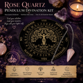 Rose Quartz Pendulum Divination Kit with Tree of Life Board