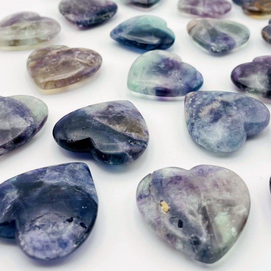 Fluorite Crystal Hearts - Heart Shaped stones