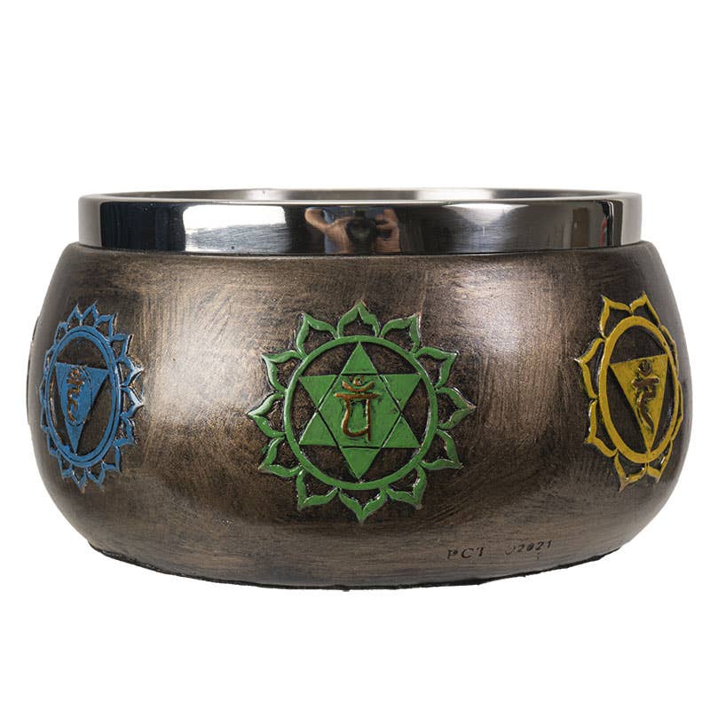 Seven Chakra Ritual Offering Bowl – Smudging & Altar Bowl with Stainless Steel Insert