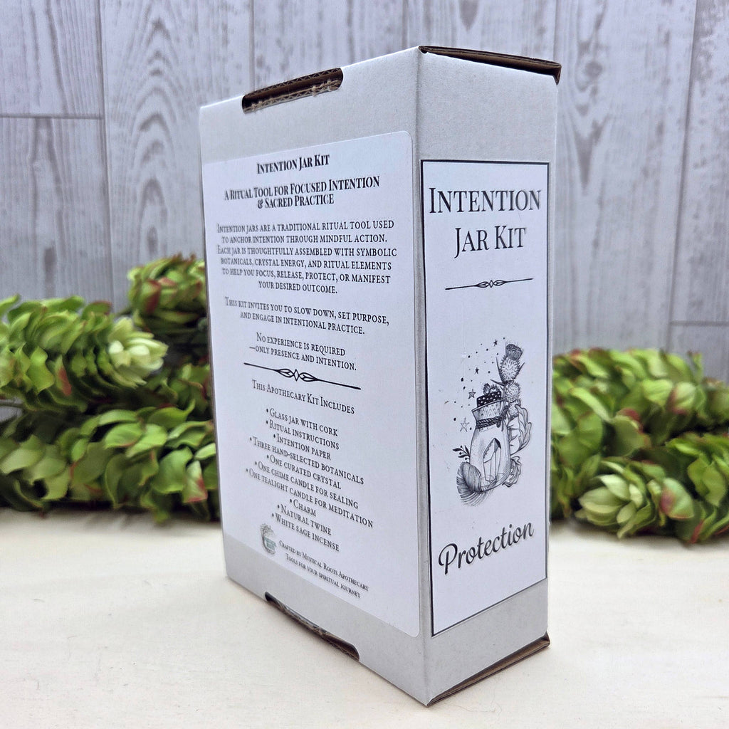 Protection Intention Jar Kit – Spiritual Protection Ritual Set with Crystal, Botanicals & Candle | Beginner-Friendly Apothecary Kit