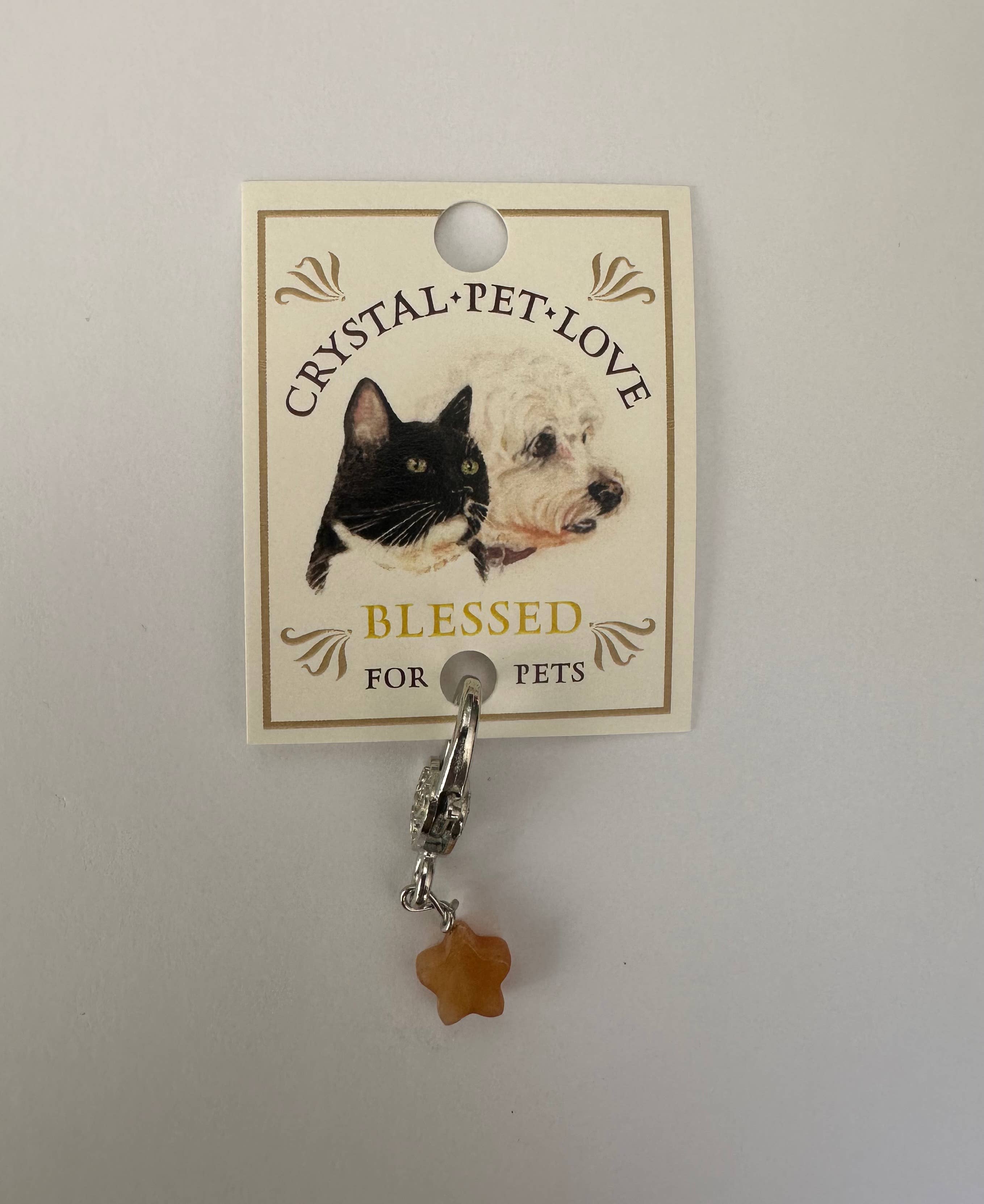 Citrine Star Pet Collar Charm – Yellow Natural Stone Pet Accessory for Dogs & Cats