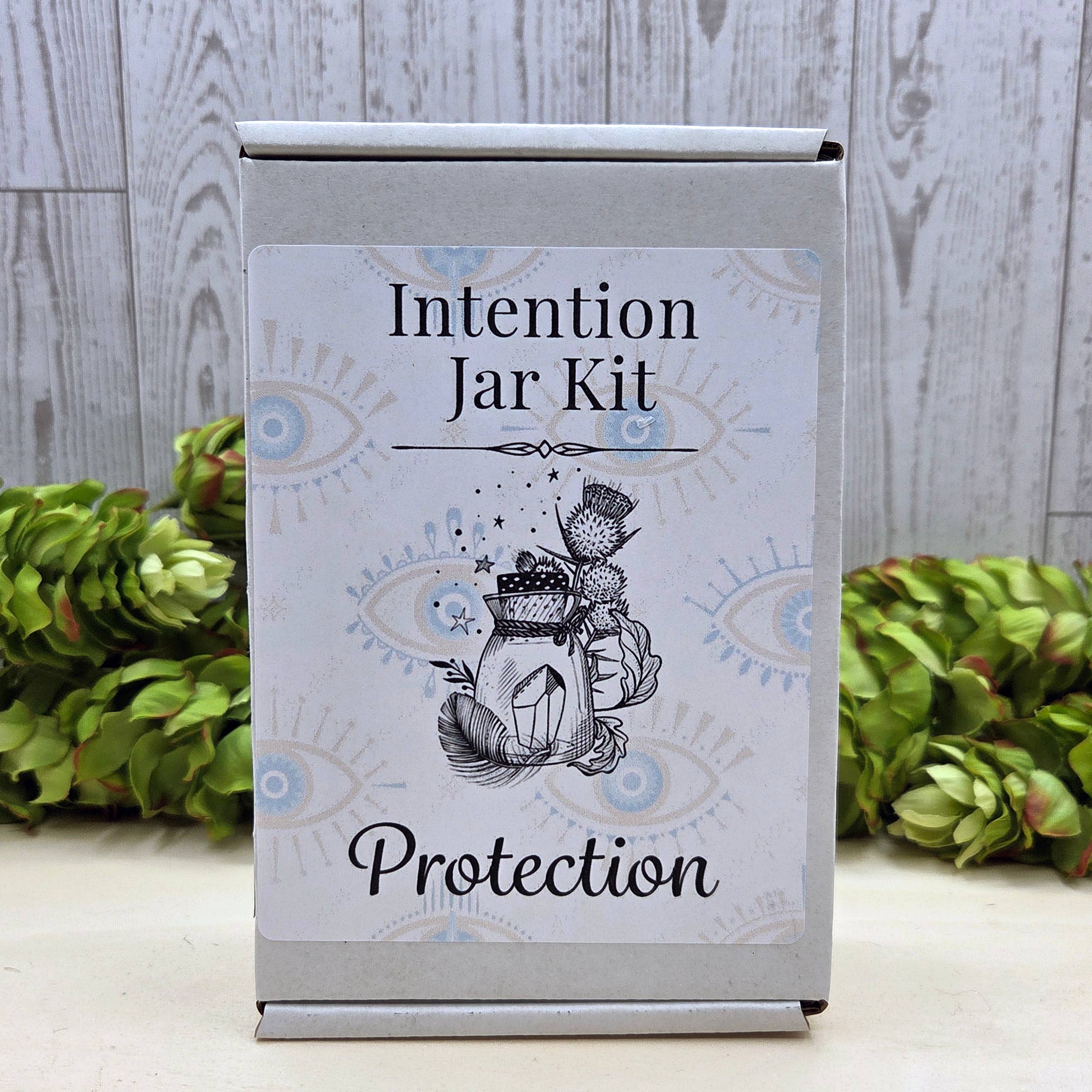 Protection Intention Jar Kit – Spiritual Protection Ritual Set with Crystal, Botanicals & Candle | Beginner-Friendly Apothecary Kit