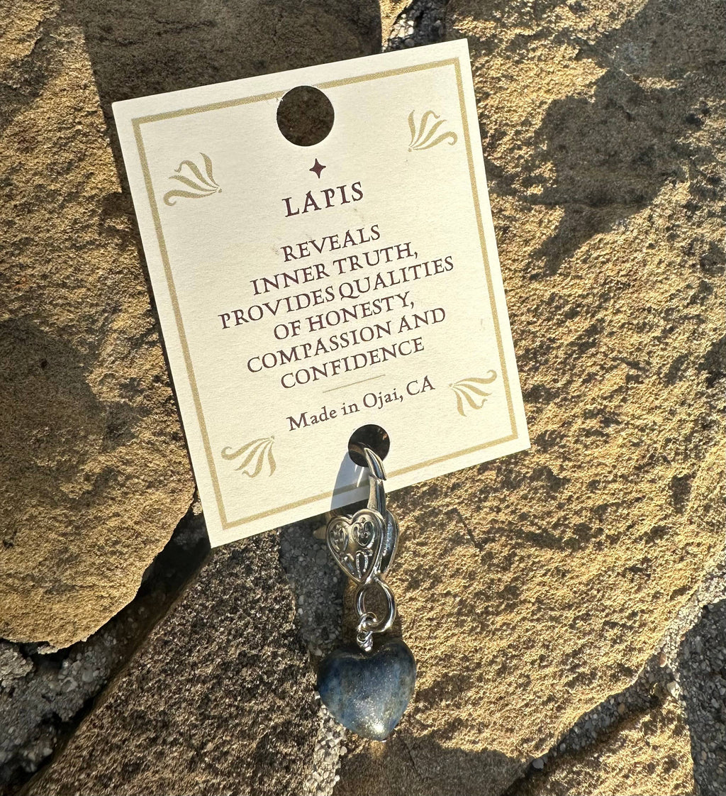Lapis Lazuli Heart Pet Collar Charm – Blue Natural Stone Pet Accessory for Dogs & Cats