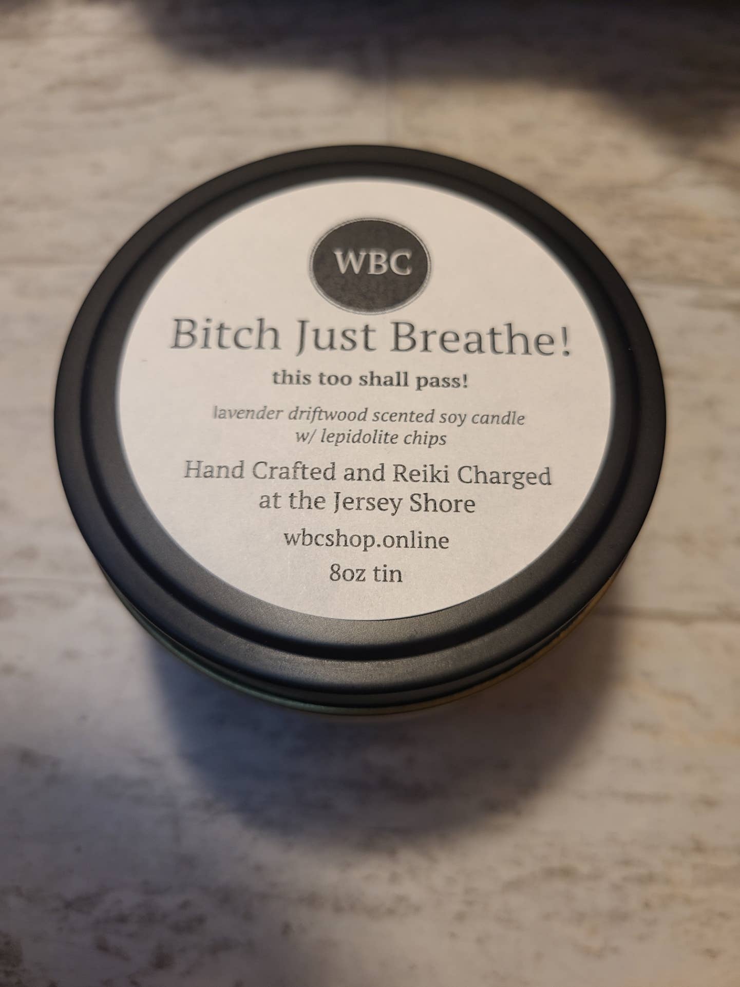 Bitch Just Breathe Intention Candle | Lepidolite Crystal Soy Candle for Calm & Stress Relief
